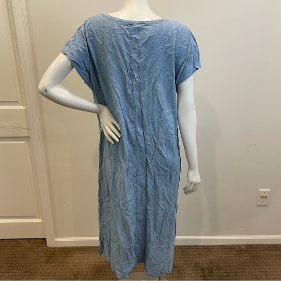 J. JILL Denim Indigo Striped Midi Soft A-Line Shirt Dress - Picture 4 of 11